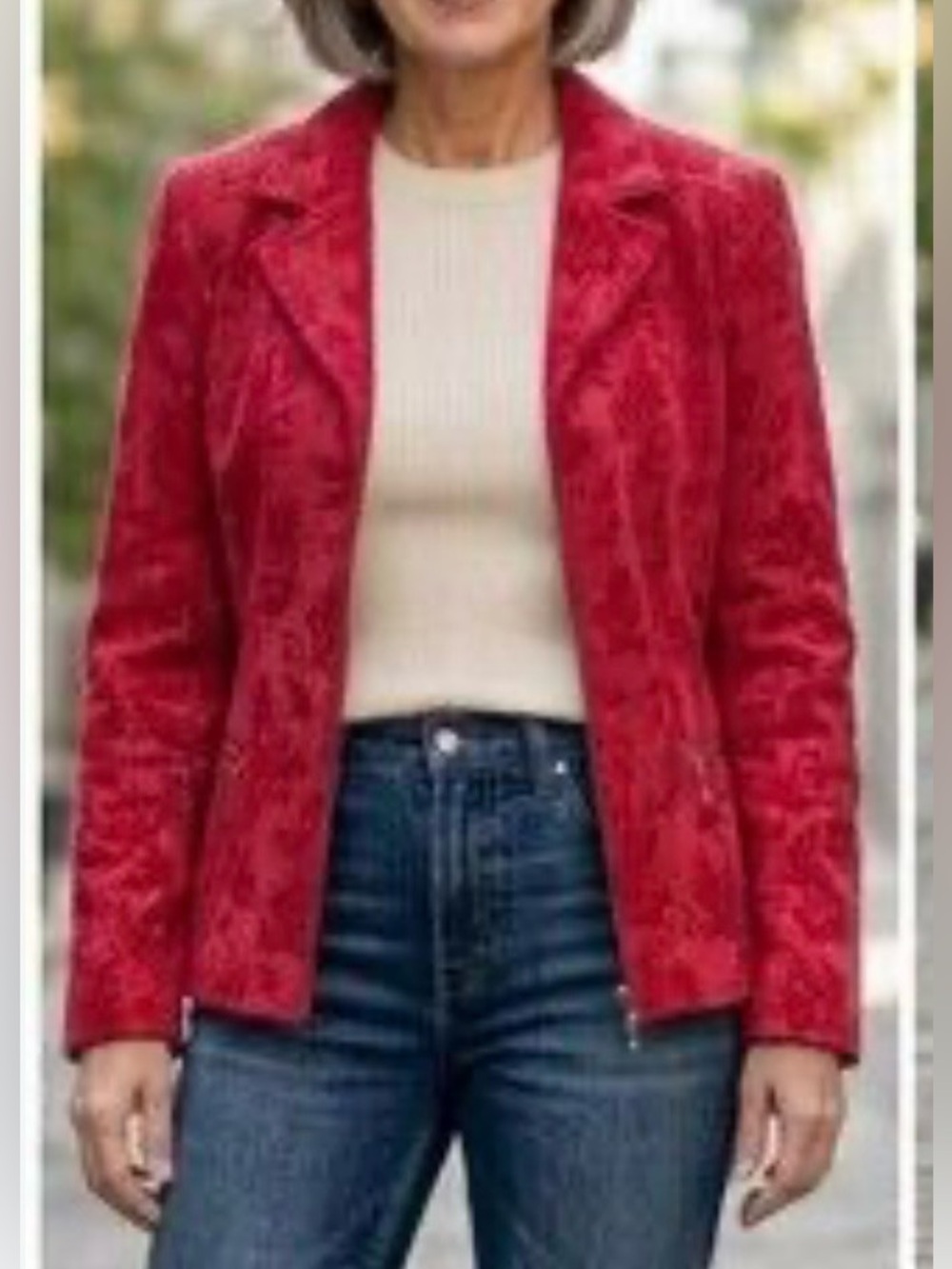 Vintage TanJay floral jacquard zip-up blazer